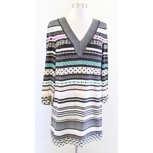 Diane Von Furstenberg Ruby Jewel Embellished Silk Striped Shift Dress Size 0